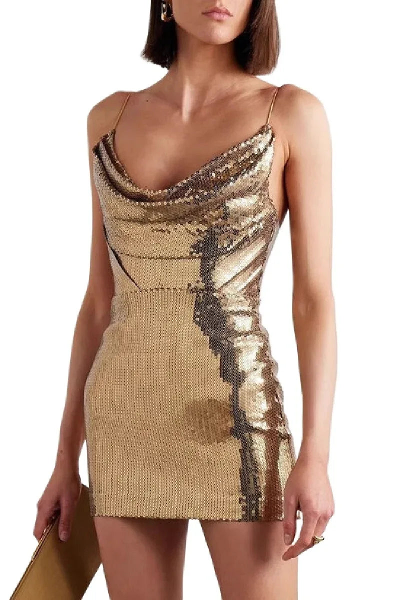 Sheath-Column Mini Sequined Cocktail Wedding Guest Dresses 869529196015 - COCOMELODY